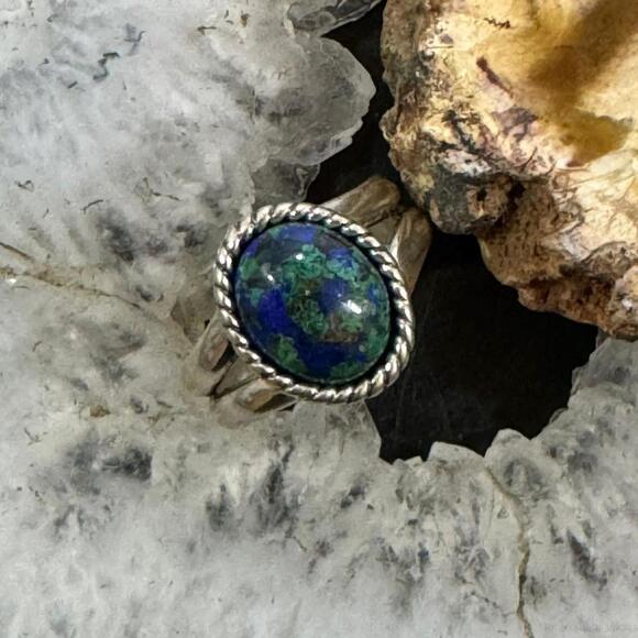 Carolyn Pollack Sterling Silver Oval Chrysocolla Ring Size 6 For Women - Picture 2 of 10